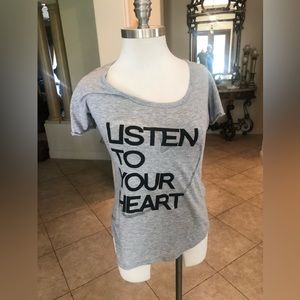 GRG Gray ListenTo Your Heart T-Shirt.  Size S